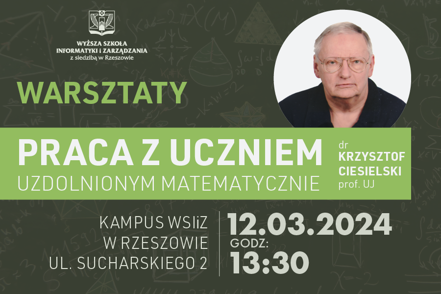 Portret prof Krzysztofa Ciesielskiego i tytuł seminarium