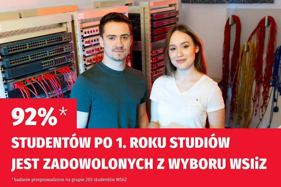 Baner - 92% studentów po pierwszym roku jest zadowolonych z wyboru WSIiZ