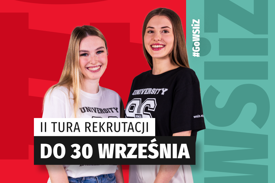 Baner informujący o II turze rekrutacji do 30 września. Są na nim dwie uśmiechnięte dziewczyny