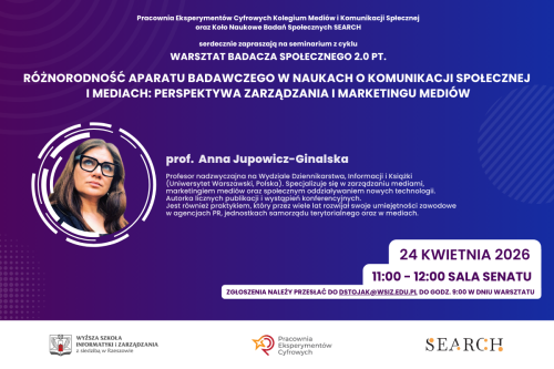 Seminarium z prof. Anną Jupowicz-Ginalską w ramach cyklu &bdquo;Warsztat badacza społecznego 2.0″