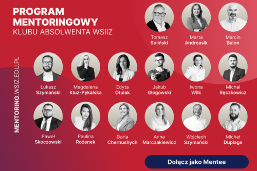 W kółkach zdjęcia absolwentów WSIiZ