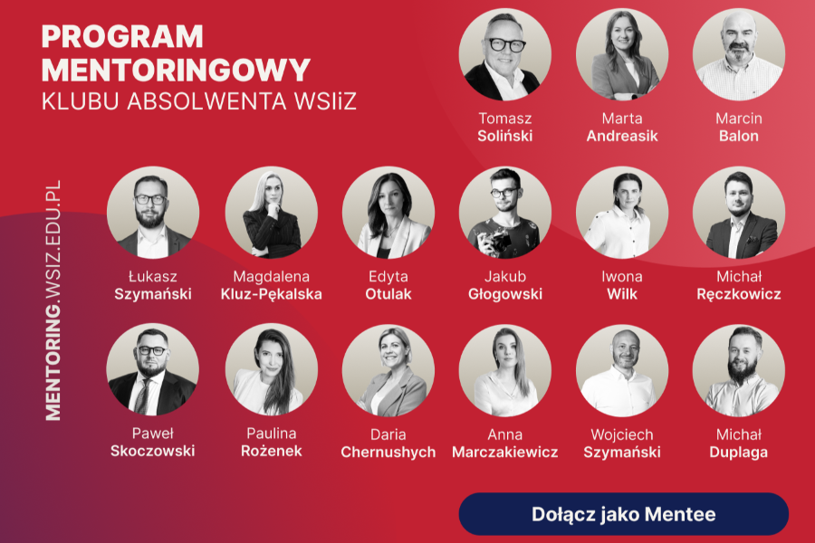 W kółkach zdjęcia absolwentów WSIiZ